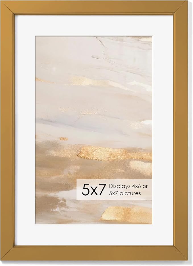 Fun Memories 5x7 Metal Picture Frame - 5 x 7 Metal Photo Frames with 4x6 Removable Mat- Ideal for Wall or Tabletop Display - Wall Hook Hanging Hardware Included (Bronze, 1 Pack)