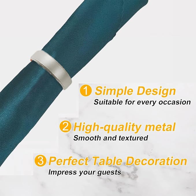 8 Pcs Silver Napkin Rings - Metal Napkin Ring(Semicircle) | Stainless Steel Napkin Rings for Table Settings Wedding Christmas Party Dinner Table