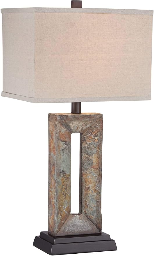Iron Tahoe 26" Tall Table Lamp Rustic Modern Rectangle Slate