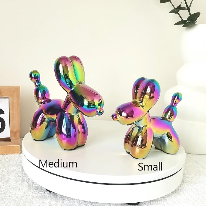 Ceramic Colorful Balloon Dog Decor,Balloon Animal Statue(Medium)