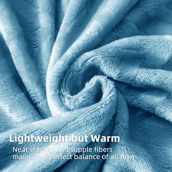 Whale Flotilla Flannel Fleece Bed Blanket Twin XL Size, Stone Blue | Lightweight Breathable Soft Bedspread, Plush Fluffy Coverlet Chevron Design Decorative Blanket for All Season, 90x66 Inch
