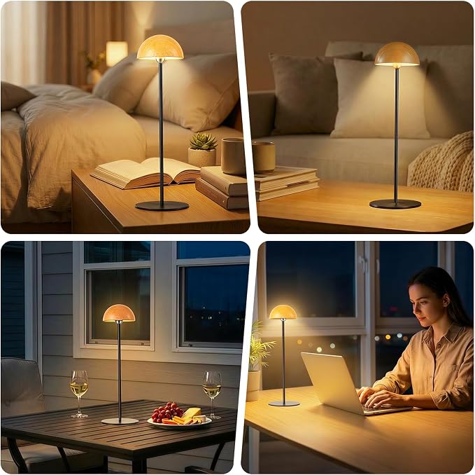 Cordless Rechargeable Table Lamps, Dimmable Touch, Type-C, 2 Pack