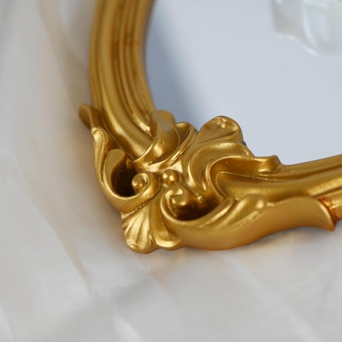OIGUMR Shield Vintage Mirror Mirror Wall Decor (16.5 x 11.3 inch Gold)