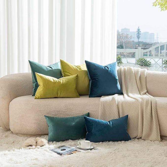 JUSPURBET 14x24 Velvet Decorative Throw Pillow Covers Set of 2,Emerald