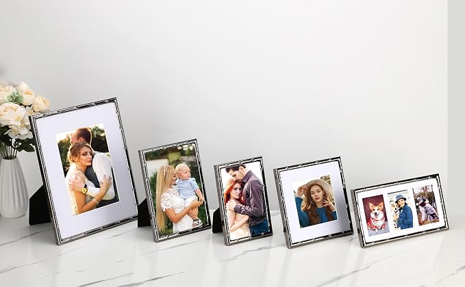 3-2x3'' Black Multi Metal Picture Frames,3 section frames 2pack, Elegant Bamboo Detail Designs Plated Photo Frames 3-2x3'' Baby Nurse frames With Soft Touch Velvet Backing for Desktop and Wall Décor(Black)