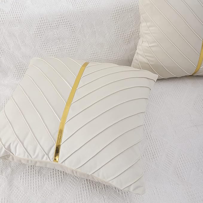 Velvet Throw Pillow Covers 22x22 inch Pack of 2 Gold Decor Beige