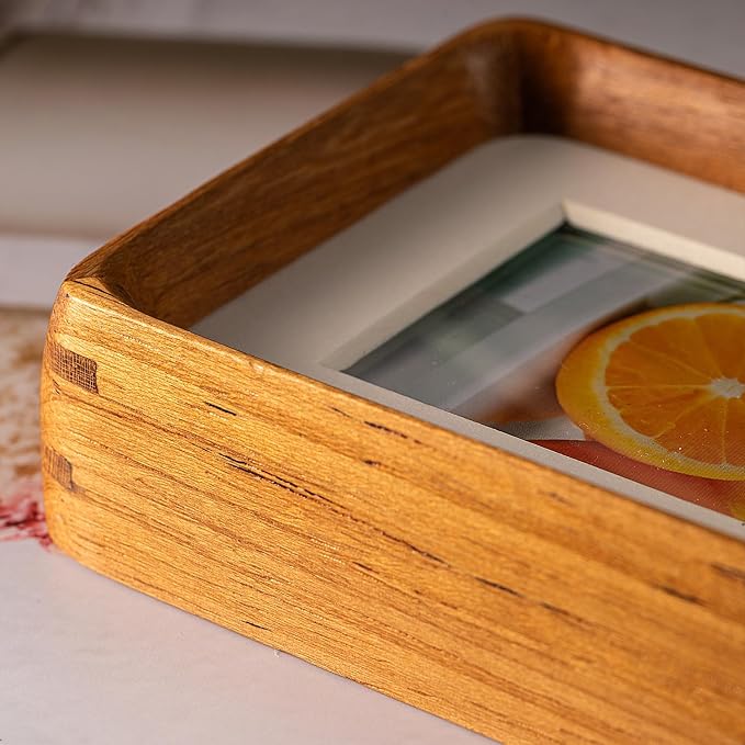 5x7 Picture Frame with 3.5x5 Mat - Solid Teak Wood Farmhouse Frame, Wall & Tabletop Display for Wedding Photos and Home Décor (5x7,Teak)