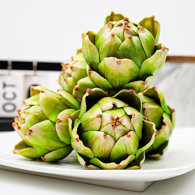 6pcs Small Faux Artichokes Decoration, Green Artificial Artichoke