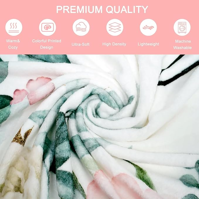 Mocsicka Mom Blanket Ultra Soft Sherpa Fleece Throw (50x60 Inch) | Cozy Lightweight Luxury Throw for Women from Daughter Son, Floral Tote Bag Gift Set