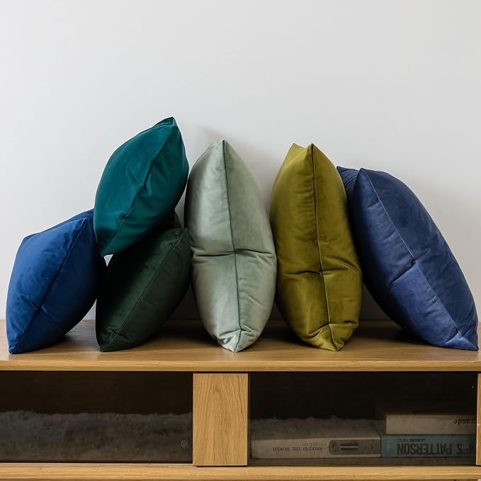 JUSPURBET 24x24 Euro Velvet Throw Pillow Covers Set of 2,Olive Green