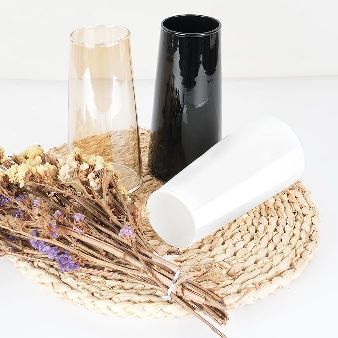 Glass Vase -Small Glass Vases for Flowers，Clear Vases for Dried Flower，Vintage Vases for Centerpieces，for Rustic Wedding Decorations，Home Table Flower Décor (White, Small)