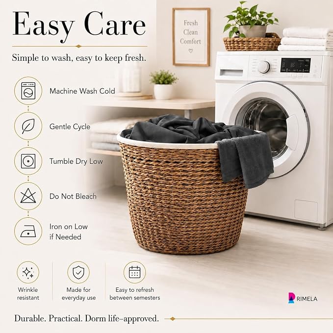 Dorm Room Bed Skirt Twin XL 42" Drop, College Split Corner Bedskirt, Grey | Solid ruffled, Wrap-around/elastic, Wrinkle & Fade resistant, with Adhesive Strips, Gift Packed, Machine Wash/Tumble Dry/Iron