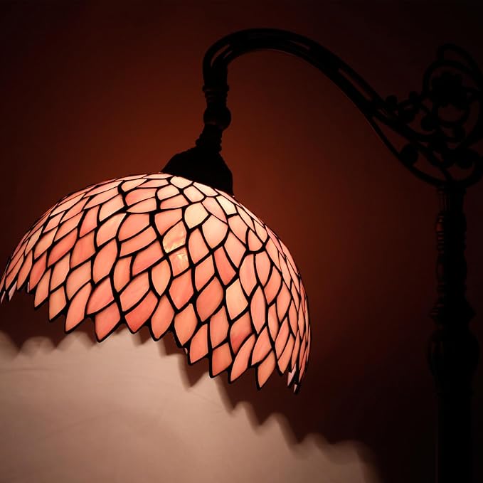 WERFACTORY Tiffany Floor Lamp Stained Glass Wisteria Arch Reading Light