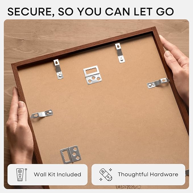 Homeforia A1 Brown Oak Poster Frame, High-End Wood, A2 Mat, Glass