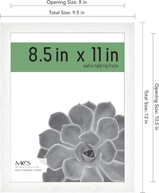 MCS Gallery Essential 8.5x11 Diploma Frame Set for Gallery Wall, White Picture Frame for Documents, Awards & Certificates (2-Pack)