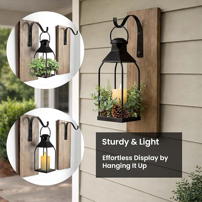 Decorative Metal Lanterns Indoor Outdoor, Set of 2 Outdoor Candle Holder | Candle Holder for Porch, Patio, Fireplace, Floor, Wedding & Christmas, Party Decoration, Holiday Table Centerpiece