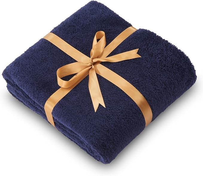 NEWCOSPLAY Knitted Throw Blanket for Couch Sofa Bed, Dark Navy, 90"x90" | Super Soft Plush, Fuzzy Fluffy Microfiber, Lightweight Cozy Blanket for Room Decor, All Season Use