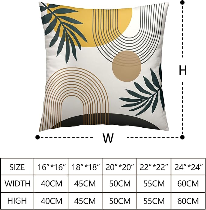 Abstract Boho Pillow Covers 16x16 Set of 2 Mid Century Modern Pillow Covers Green Leaf Design Decorative Throw Pillow Cases Cotton Blend Home Decor for Bed Couch