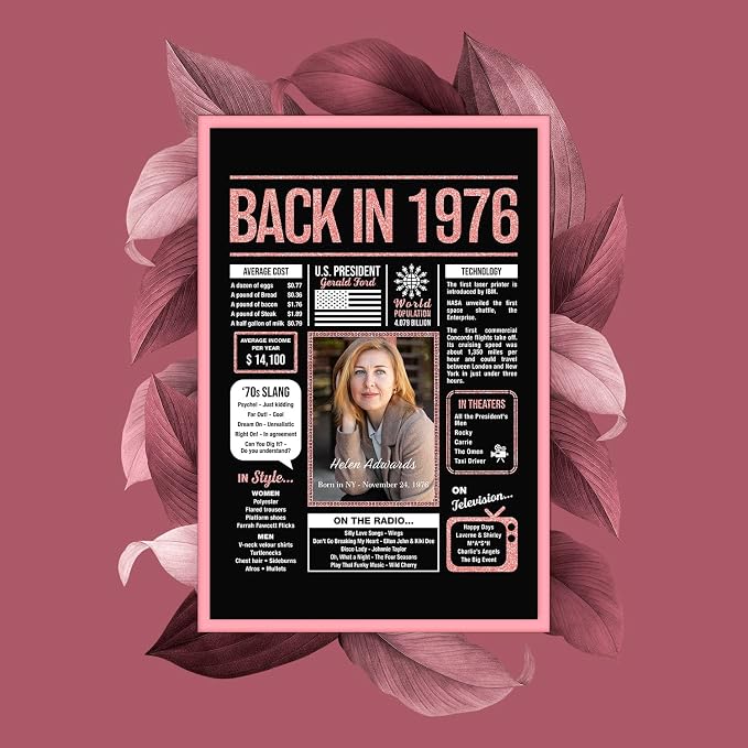 Happy 49th Birthday Decorations For Women - Personalized 49 Year Old Gifts for Her, 49 Birthday Decorations Rose Gold, 49 Yr Old Bday Decor, Party Supplies, Back In Poster, Female Birthday Presents