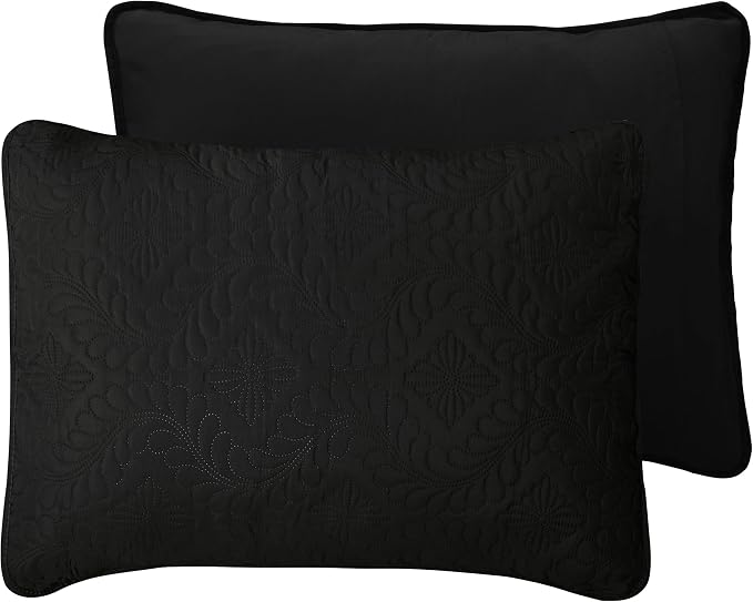Easy-Going Reversible Quilt Set Twin, Bedspread with 1 Shams | Olive leaf-Black/Beige, Lightweight Bed Comforter, 1 Quilt + 1 Pillow Shams, All-Season Coverlets for Bedroom