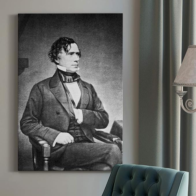 Renditions Gallery Franklin Pierce Presidental Portrait Wall Art, Premium Gallery Wrapped Canvas Decor, Ready to Hang, 18 in H x 12 in W, Made in America Print