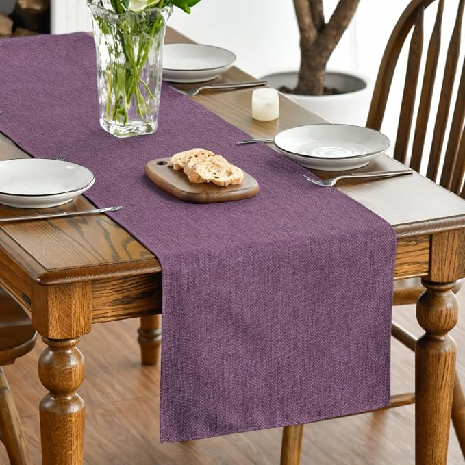 Artoid Mode Purple Table Runner, Seasonal Summer Washable Kitchen Dining Table Decoration for Home Party Decor 13x90 Inch