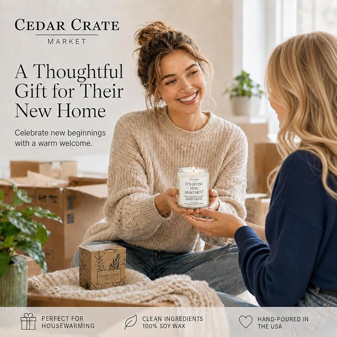House Warming Gifts New Home – Funny Housewarming Candle for Women, Men, Couples – New Apartment Gift, First Home Present, 100% Soy, Lavender Scent, Cotton Wick, Reusable Jar, Gift Box – Made in USA