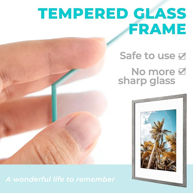 Frametory 6 Pack 16x24 Grey Picture Frame with Real Glass Mat for 12x18