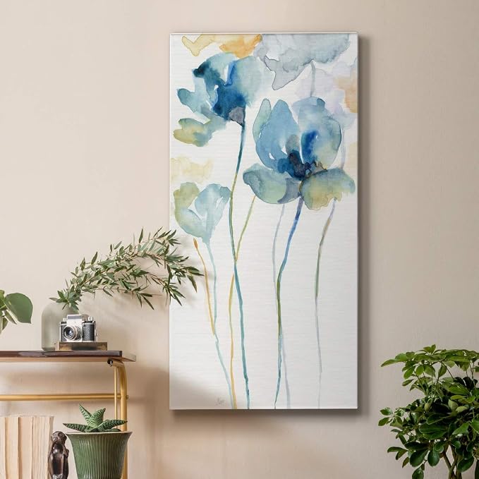 Renditions Gallery Canvas Floral Wall Art Modern Paintings Decorations Colorful Stem Wildflowers Botanical Romantic Wall Hanging Canvas Artwork for Bedroom Office Kitchen - 12"x24" LT43