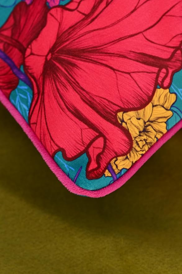 Balios Velvet Pillow Covers Cases 18 x 18 Inch, Set of 2, Double-Layered Decorative Cushion Covers 45 x 45 cm for Sofa Couch Bedroom Living Room, Magical Nature Multicoloured Teal