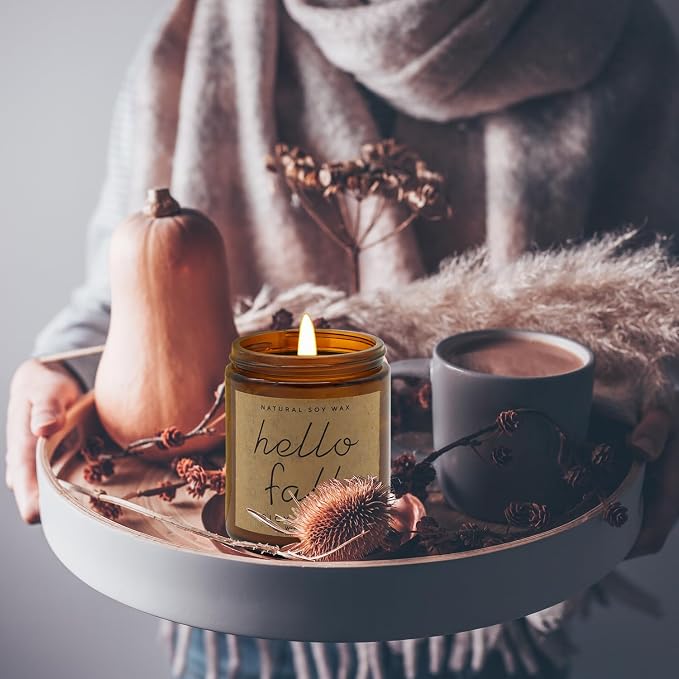 Fall Decorations for Home - Fall Candles, Gifts for Women(Pumpkin Spice) | Natural Soy Wax with a Cotton Wick for a Clean Steady Burn in a 7 Oz Jar That Adds Cozy Ambiance to Any Room
