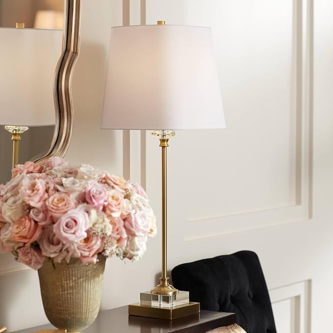 Julia 29 1/2" Tall Buffet Table Lamp Gold Crystal Skinny Brass Traditional