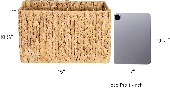 Storageworks Magazine Basket, Wicker Magazine Holder, Book Basket,Meidum | Magazine Holder Bathroom, Mail Baskets for Counter, Hand-Woven Wicker Baskets, Rattan Magazine Rack for Bathroom, 1 Pack