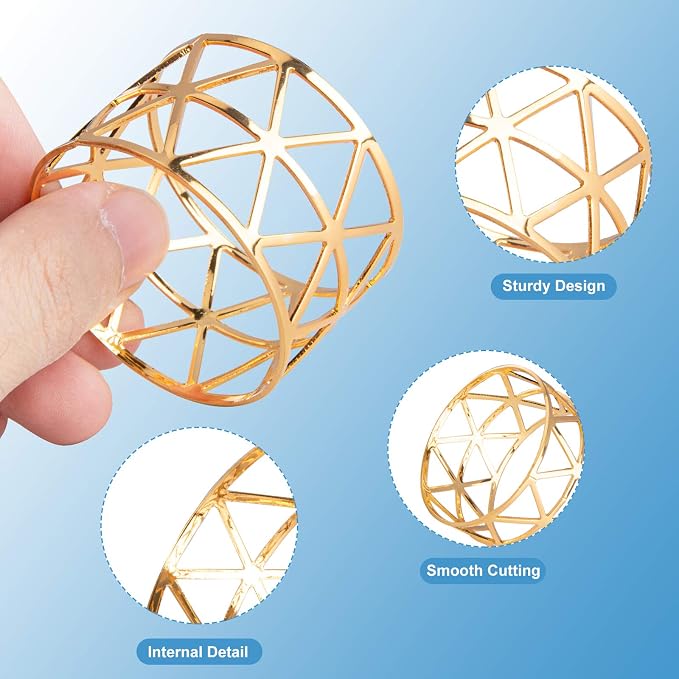 12PCS-LUNEY Gold Napkin Rings Set of 12 Metal Napkin Holder for Table Decor | 1.8" Dia×1.14" W, Sturdy Rustproof, Easy Wipe Clean, Recyclable, for Dining Wedding Birthday Party Holiday fall