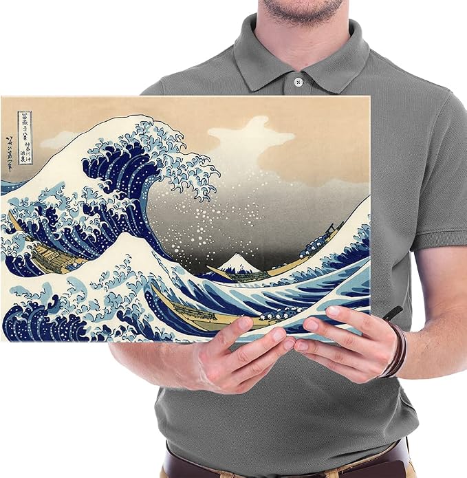 Wieco Art Great Wave of Kanagawa Katsushika Hokusai Modern Stretched and Framed Canvas Prints Artwork Abstract Landscape Pictures Paintings on Canvas Wall Art for Home Office Decorations Wall Decor