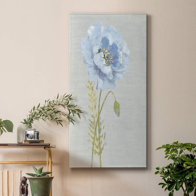 Renditions Gallery Canvas Floral Wall Art Nature Paintings & Prints Premium Jardin Bleu Modern Romantic Artwork Canvas Botanical Decorations for Bedroom Office Kitchen - 20"x40" LT43
