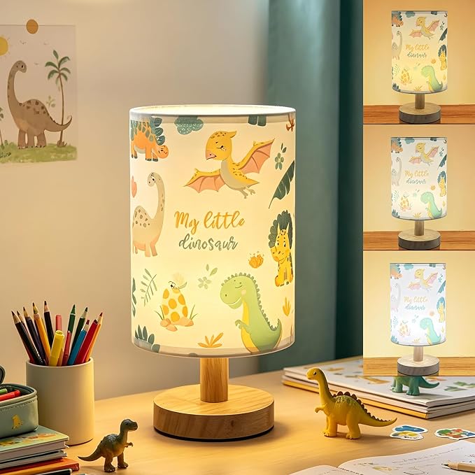 Dinosaur Kids Table Lamp for Bedroom Boys Dino Decor Small Bedside Lamps