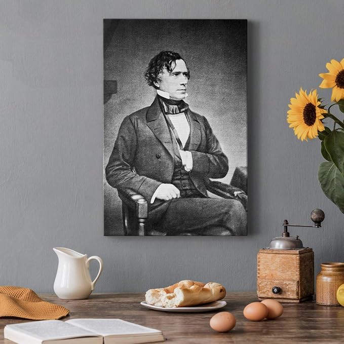 Renditions Gallery Franklin Pierce Presidental Portrait Wall Art, Premium Gallery Wrapped Canvas Decor, Ready to Hang, 36 in H x 24 in W, Made in America Print