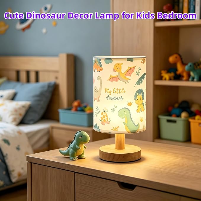 Dinosaur Kids Table Lamp for Bedroom Boys Dino Decor Small Bedside Lamps