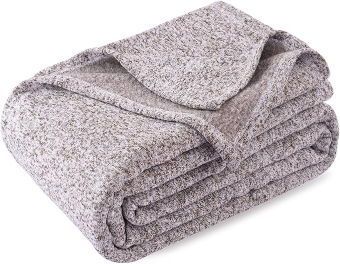 KAWAHOME Summer Sweatshirt Throw Blanket for Bed Lightweight Soft Thin | Breathable Jersey Blankets for Hot Sleepers in Air-Conditioned Room, Home Decor Holiday Gift, 50 X 60 Inches, Heather Brown
