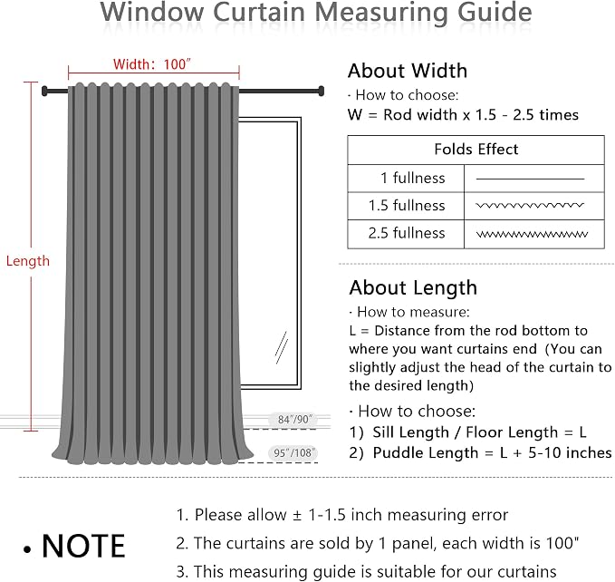 MYSKY HOME Linen Sliding Glass Door Curtains for Living Room 84 Inches Long, Natural Light Filtering Semi Sheer Curtains & Drapes 1 Panel Farmhouse Country Boho Style Back Tab Draperies, 100" Wide