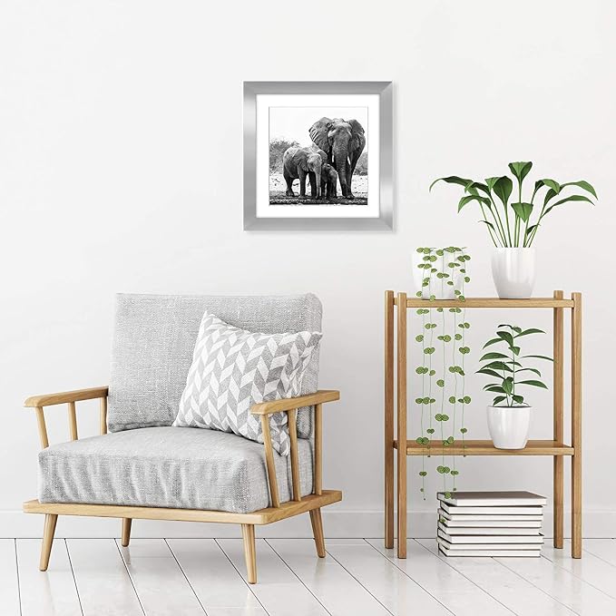 Americanflat 11x11 Picture Frame with Shatter-Resistant Glass - Use as 8x8 Frame with Mat or Display 11x11 Photo Without Mat - Signature Collection - Square Frames for Wall Display - Silver