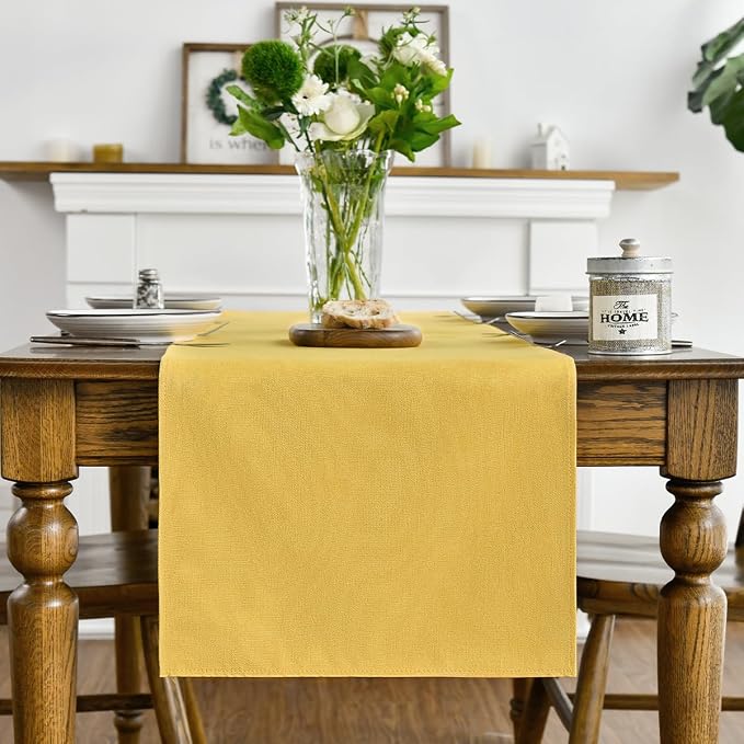 Artoid Mode Yellow Table Runner, Seasonal Summer Fall Washable Kitchen Dining Table Decoration for Home Party Decor 13x90 Inch