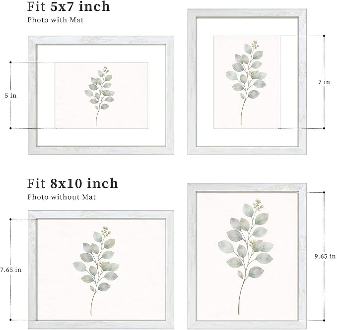 VIOLABBEY 8x10 Picture Frame Creamy White Set of 2 with Real Glass Front