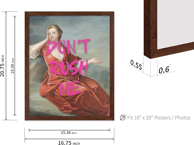 Poster Master 2-Piece Don't Rush Me Print - Get Naked Poster - Altered & Pop Art - Humorous Gift for Men & Women - Funny Wall Decor for Bedroom, Dorm or Bathroom - 16x20 Brown Framed