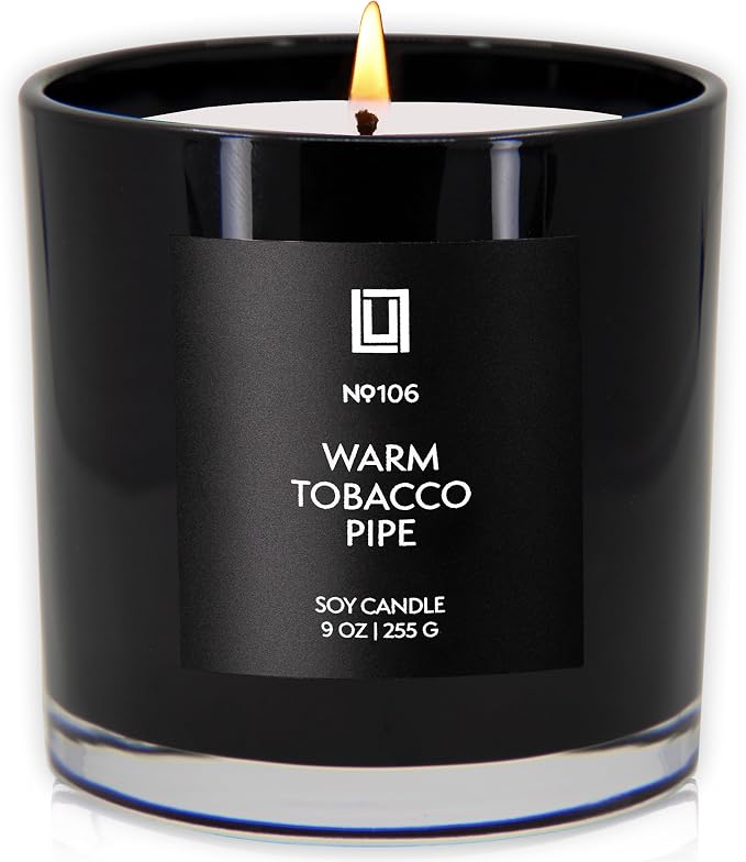 Lulu Candles | Warm Tobacco Pipe | Luxury Scented Soy Jar Candle | Hand Poured in The USA | Highly Scented Long Lasting (9 Oz.)