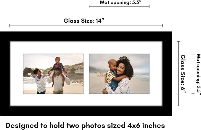 Americanflat 4x6 Double Picture Frame - Engineered Wood - Black