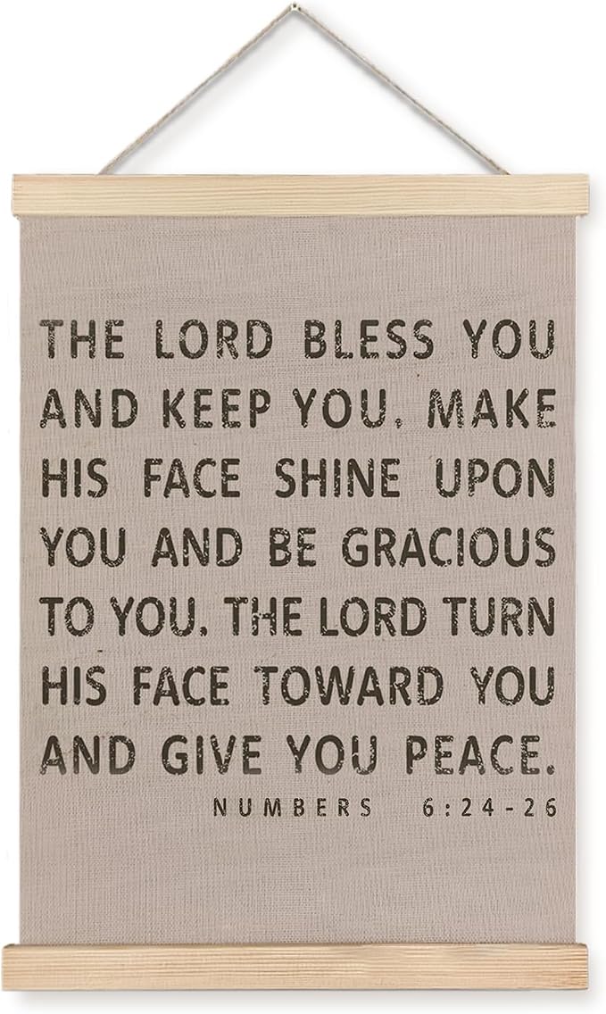 JINYO Beige Christian Wall Decor, Numbers 6:24-26 Bible Verse Wall Art Poster, Christian Room Decor, Religious Bible Scripture Posters for Home Bedroom Living Room, 12x16 Inches