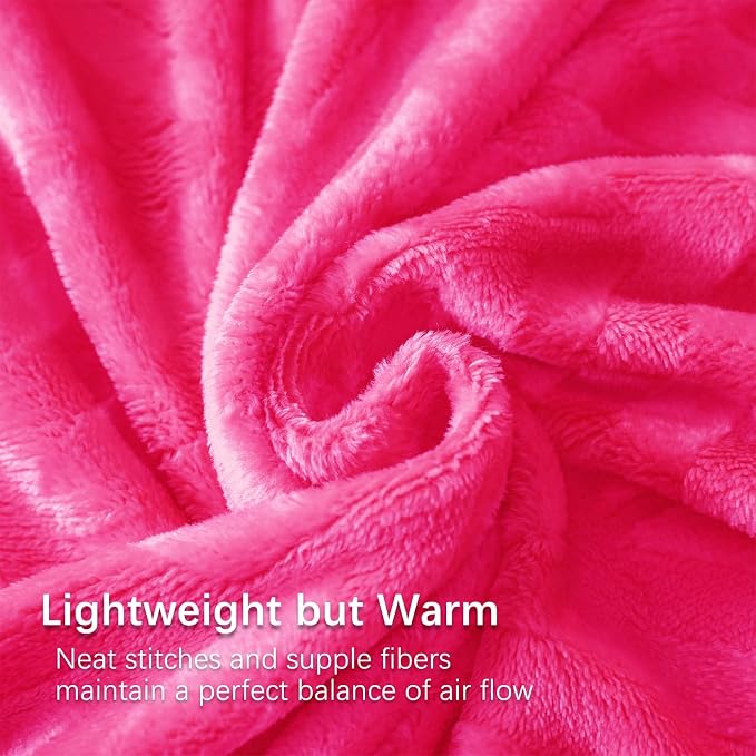 Whale Flotilla Flannel Fleece Throw Blanket for Couch, Hot Pink | Lightweight Breathable Soft Sofa Throws, Plush Fluffy Chevron Design Decorative Blankets for All Season, 50x60 Inch