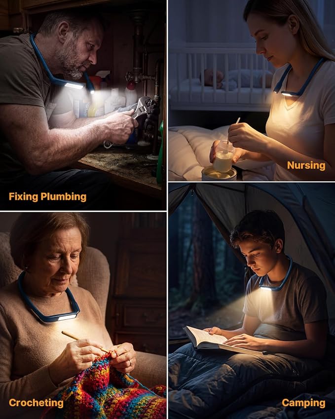 Neck Reading Light with Storage Case, Dimmable Needlepoint Light